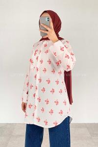 Red Shirt Collar Long Arm Cotton Shirt