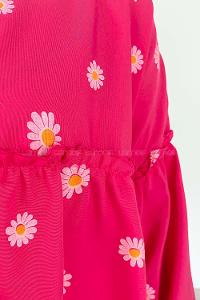 Fuchsia Mandarin Collar Long Arm Cotton Printed Shirt