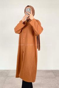 Camel Loose Crew Neck Long Arm Knitwear Cardigan