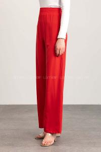 Red Cotton High Waist Comfortable Pants