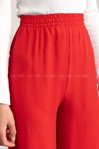 Red Cotton High Waist Comfortable Pants