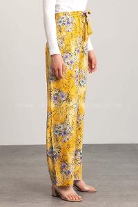 Yellow Cotton High Waist Comfortable Pants