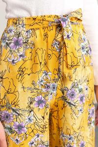 Yellow Cotton High Waist Comfortable Pants