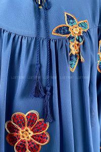 Indigo Crew Neck Printed Tunic