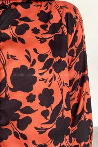 Orange Shirt Collar Long Arm Cotton Fabric Printed Shirt