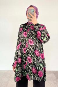 Black Shirt Collar Long Arm Cotton Fabric Printed Shirt