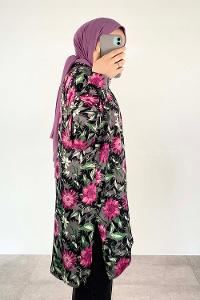 Black Shirt Collar Long Arm Cotton Fabric Printed Shirt