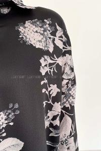 Black Shirt Collar Long Arm Cotton Fabric Printed Shirt