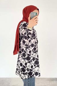 Black White Shirt Collar Long Arm Cotton Fabric Printed Shirt