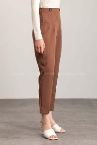 Bitter Brown Cotton Fabric High Waist Comfortable Pants