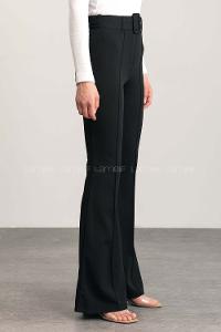 Black Cotton Fabric High Waist Material Pants