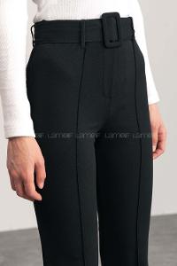 Black Cotton Fabric High Waist Material Pants
