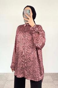 Pink Shirt Collar Long Arm Cotton Unprinted Shirt