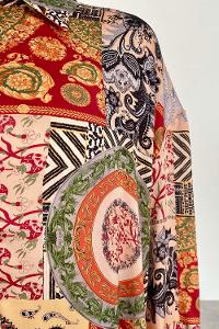 Orange Shirt Collar Long Arm Cotton Fabric Printed Shirt