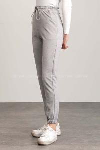 Gray Cotton Elastic Waist Comfortable Pants
