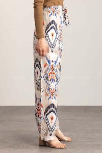 Indigo Ecru Cotton High Waist Comfortable Pants