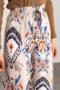 Indigo Ecru Cotton High Waist Comfortable Pants