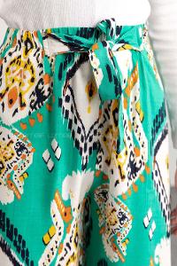 Water Green Cotton High Waist Comfortable Pants