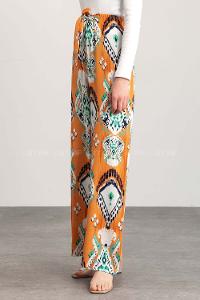 Orange Cotton High Waist Comfortable Pants