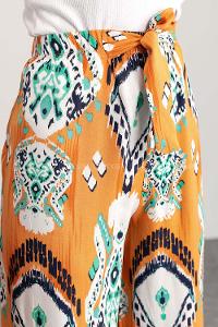 Orange Cotton High Waist Comfortable Pants