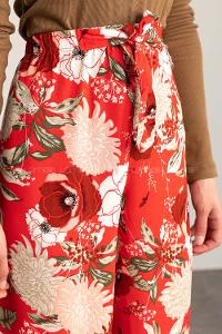 Red Cotton High Waist Comfortable Pants