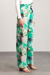 Green Cotton High Waist Comfortable Pants