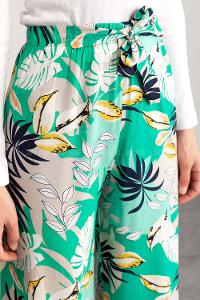 Green Cotton High Waist Comfortable Pants