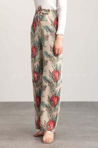 Beige Cotton High Waist Comfortable Pants