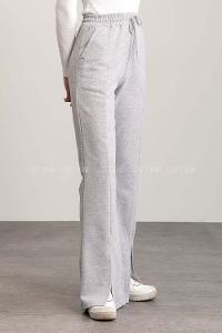 Gray Regular Trousers High Waist Regular Cut Bottom Tracksuit