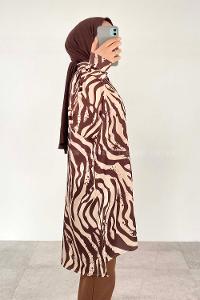 Brown Beige Shirt Collar Long Arm Cotton Fabric Printed Shirt