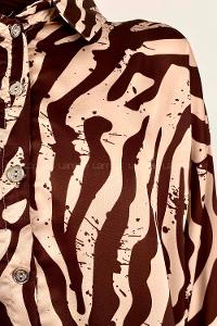 Brown Beige Shirt Collar Long Arm Cotton Fabric Printed Shirt