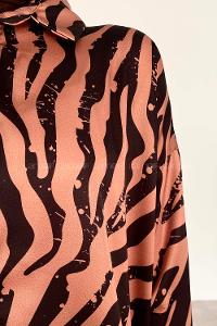 Black Brown Shirt Collar Long Arm Cotton Fabric Printed Shirt