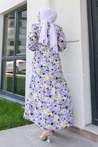 Lilac Crew Neck Poplin Fabric Unprinted Dresess