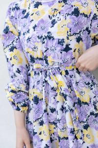 Lilac Crew Neck Poplin Fabric Unprinted Dresess