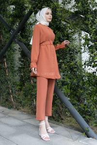 Tile Mandarin Collar Long Arm Ayrobin Regular Trousers Comfortable Suit