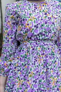 Purble Crew Neck Poplin Fabric Printed Dresess