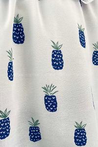 Navy Blue Mandarin Collar Cotton Printed Tunic