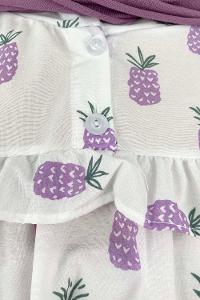 Lilac Mandarin Collar Cotton Printed Tunic