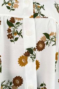 Brown Mandarin Collar Long Arm Cotton Printed Shirt