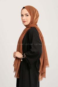 Plaid Brown Cotton Fabric Straight Shawl