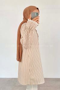 Brown With Milk Shirt Collar Long Arm Unprinted Shirt