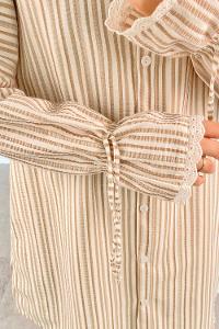 Brown With Milk Shirt Collar Long Arm Unprinted Shirt