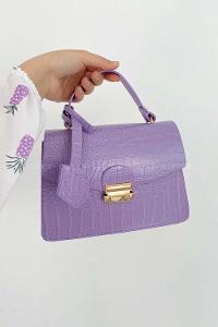 Lilac Buckle Skin Hand Bag Bag