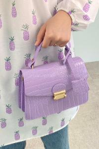 Lilac Buckle Skin Hand Bag Bag