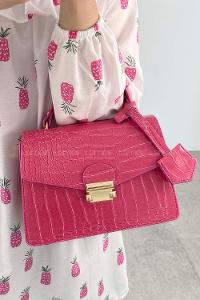 Pink Buckle Skin Hand Bag Bag
