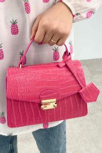 Pink Buckle Skin Hand Bag Bag