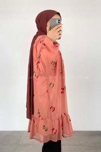 Pink Crew Neck Printed Tunic