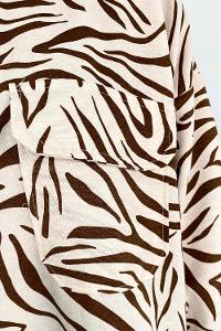 Brown-1 Shirt Collar Long Arm Linen Printed Shirt