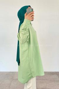 Green-2 Shirt Collar Long Arm Cotton Unprinted Shirt