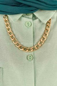 Green-2 Shirt Collar Long Arm Cotton Unprinted Shirt